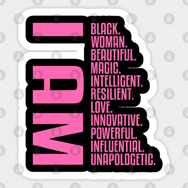 I Am, A Powerful Black Woman Sticker by UrbanLifeApparel